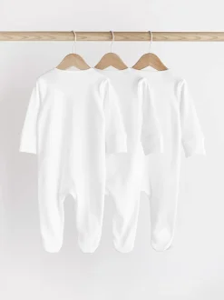 Blanc - Lot de 3 dors-bien bébé Essential zippées 100 % coton (0-3ans)