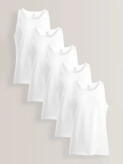 Blanc - Lot de 5 gilets à superposer 100% coton