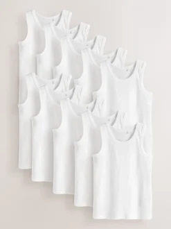 Blanc - Lot de 10 gilets en coton (1.5-16ans)