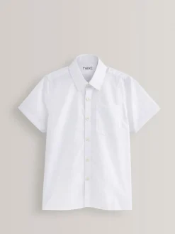 Blanc - Lot de 2 Manches courtes Chemises scolaires extensibles (3-16ans)
