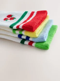 Blanc - Lot de 4 paires de chaussettes côtelées en coton majoritaire
