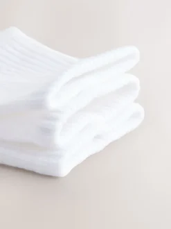 Blanc - Lot de 3 paires de chaussettes courtes côtelées à semelle coussinée avec soutien de la voûte plantaire