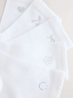 Blanc - Lot de 5 paires de chaussettes en coton majoritaire à strass