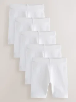 Blanc - Lot de 5 shorts de vélo extensibles en coton riche (3-16ans)