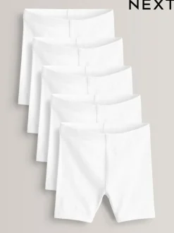 Blanc - Lot de 5 shorts de vélo extensibles en coton riche (3-16ans)