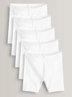 Blanc - Lot de 5 shorts de vélo extensibles en coton riche (3-16ans)