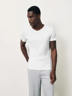 Blanc - Lot de 5 t-shirts à col en V superposés en modal