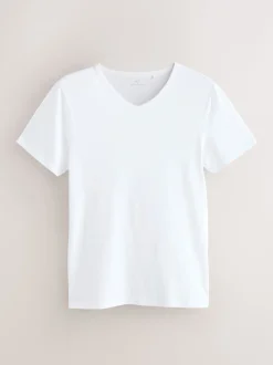 Blanc - Lot de 5 t-shirts à col en V superposés en modal