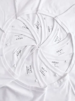 Blanc - Lot de 10 T-shirts Col en V 100% Coton Coupe ajustée