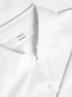 Blanc - Maillot scolaire à manches extensibles en coton 3/4 Chemisiers 2 Lot (3-16yrs)