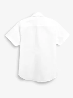 Blanc - Manches courtes Coton riche Oxford Chemise (3-16ans)