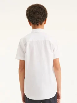 Blanc - Manches courtes Coton riche Oxford Chemise (3-16ans)