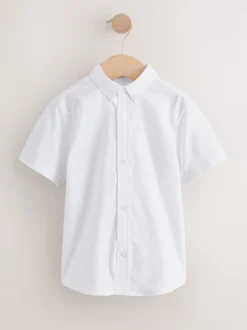 Blanc - Manches courtes Coton riche Oxford Chemise (3-16ans)