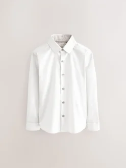 Blanc - Manches longues Chemises à bordures intelligentes (3-16yrs)