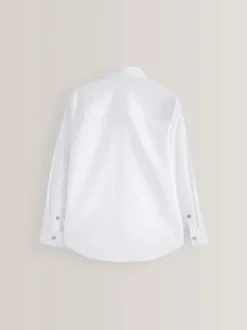 Blanc - Manches longues Chemises à bordures intelligentes (3-16yrs)