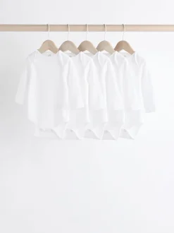 Blanc - Manches longues Rib Bébé Body 5 Pack