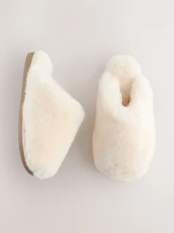 Blanc - N. Chaussons mules en shearling haut de gamme
