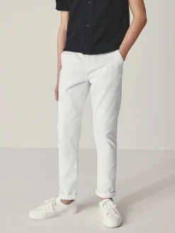 Blanc - Pantalon chino extensible (3-17ans)
