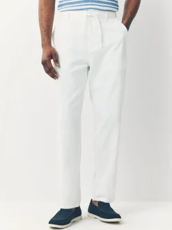 Blanc - Pantalon en mélange de lin