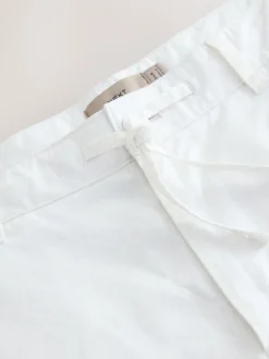 Blanc - Pantalon en mélange de lin