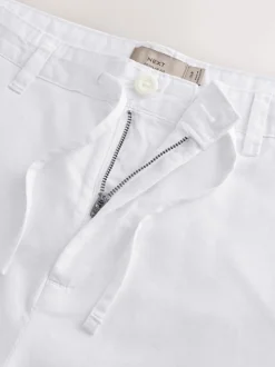 Blanc - Pantalon en mélange de lin