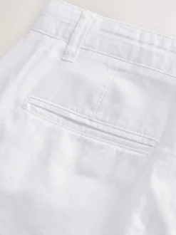 Blanc - Pantalon en mélange de lin