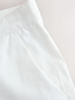 Blanc - Pantalon en mélange de lin