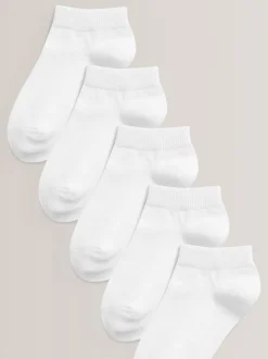 Blanc - Paquet de 5 chaussettes d'entraînement en coton riche