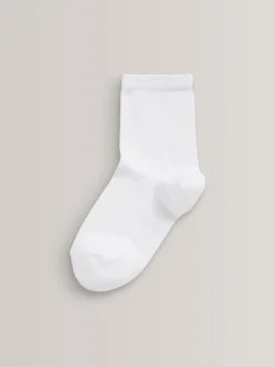 Blanc - Paquet de 5 chaussettes d'école en coton riche