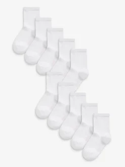 Blanc - Paquet de 10 chaussettes d'école en coton riche