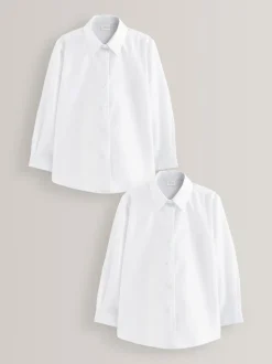 Blanc - Paquet de 2 chemises d'école à manches longues (3-18ans)