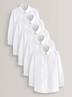 Blanc - Paquet de 5 chemises d'école à manches longues (3-18ans)