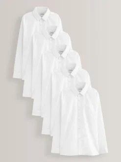 Blanc - Paquet de 5 chemises d'école à manches longues (3-17ans)