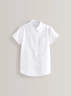 Blanc - Paquet de 2 Manches courtes Chemise d'écolier à col arrondi (3-16ans)