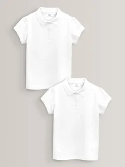 Blanc - Paquet de 2 Polo Manches courtes 100% coton (3-16ans)