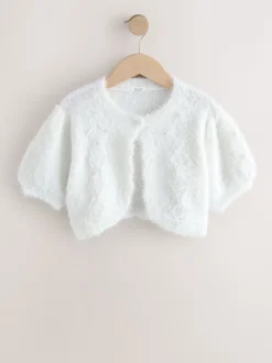 Blanc - Pearl Fluffy Occasion Boléro (3-16ans)