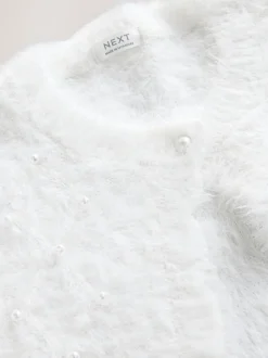 Blanc - Pearl Fluffy Occasion Boléro (3-16ans)