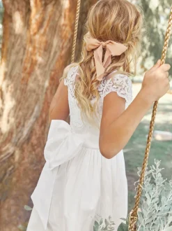 Blanc - Peignoir à corsage en dentelle pour jeunes filles (3-16ans)