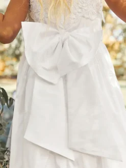 Blanc - Peignoir à corsage en dentelle pour jeunes filles (3-16ans)