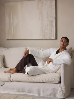 Blanc - Peignoir en tissu éponge et coton