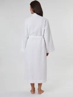 Blanc - Peignoir Loungeable gaufré 100% coton