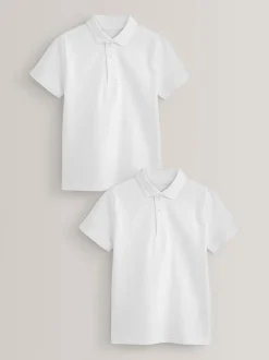 Blanc - Polos en coton à manches courtes pour l'école, lot de 2 (3-16ans)