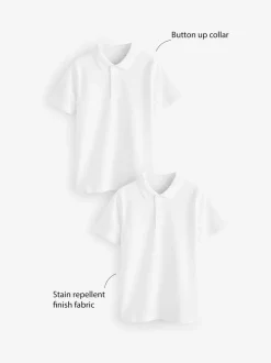 Blanc - Polos en coton à manches courtes pour l'école, lot de 2 (3-16ans)