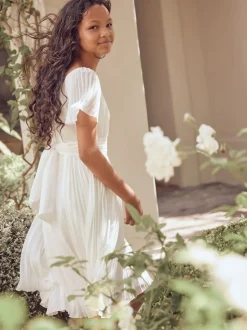 Blanc - Robe Angel & Rocket plissée à nœud ballerine