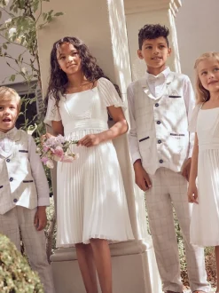 Blanc - Robe Angel & Rocket plissée à nœud ballerine