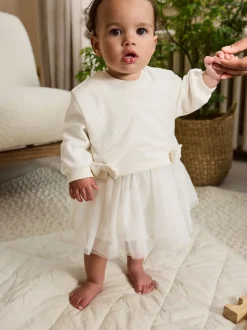 Blanc - Robe Bébé Twofer en maille (0mois à2ans)