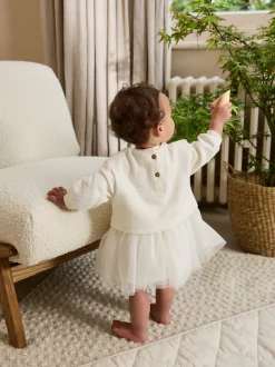 Blanc - Robe Bébé Twofer en maille (0mois à2ans)
