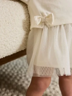 Blanc - Robe Bébé Twofer en maille (0mois à2ans)