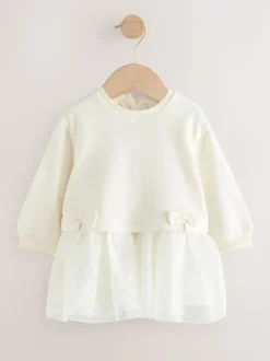 Blanc - Robe Bébé Twofer en maille (0mois à2ans)