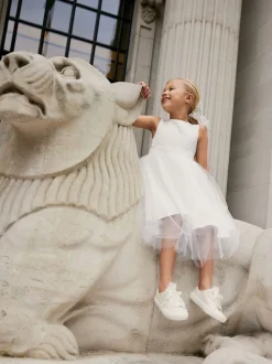 Blanc - Robe Nœud pour Fille Fleurie (3mths-16yrs)